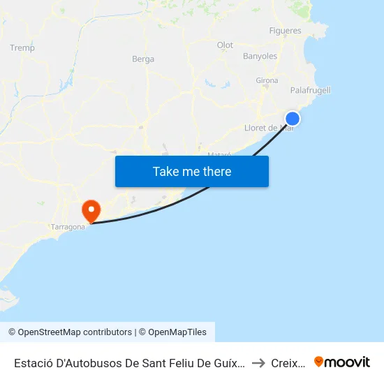 Estació D'Autobusos De Sant Feliu De Guíxols to Creixell map