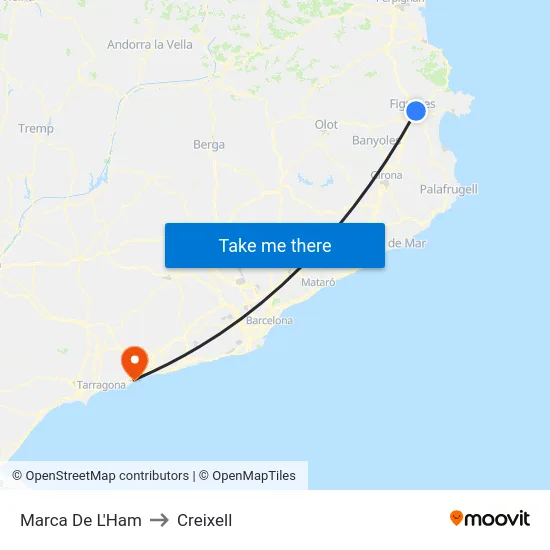 Marca De L'Ham to Creixell map