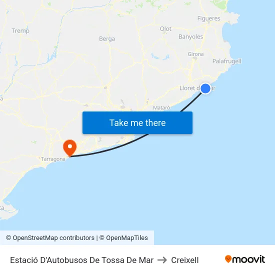 Estació D'Autobusos De Tossa De Mar to Creixell map