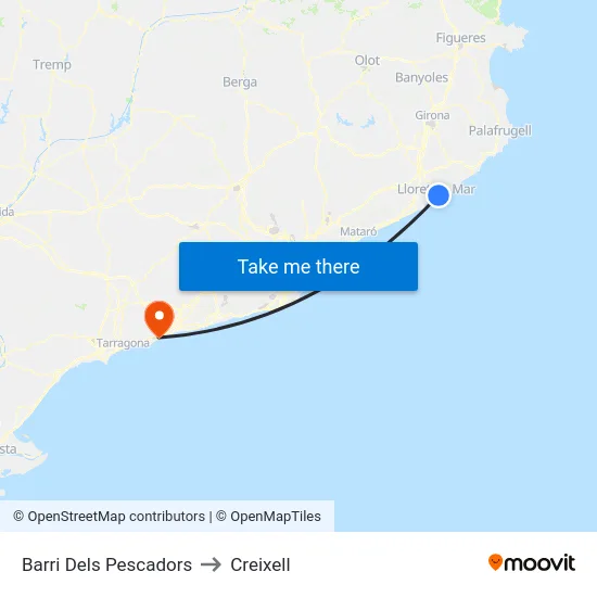 Barri Dels Pescadors to Creixell map
