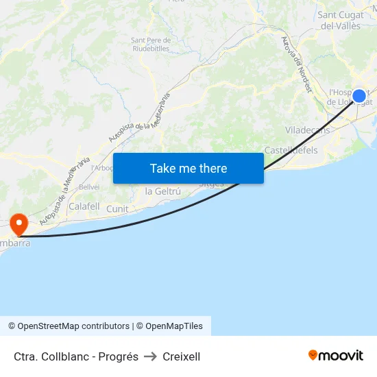 Ctra. Collblanc - Progrés to Creixell map