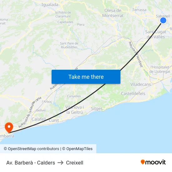 Av. Barberà - Calders to Creixell map