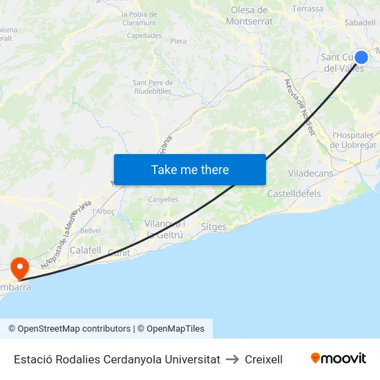 Estació Rodalies Cerdanyola Universitat to Creixell map