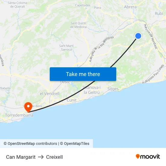 Can Margarit to Creixell map