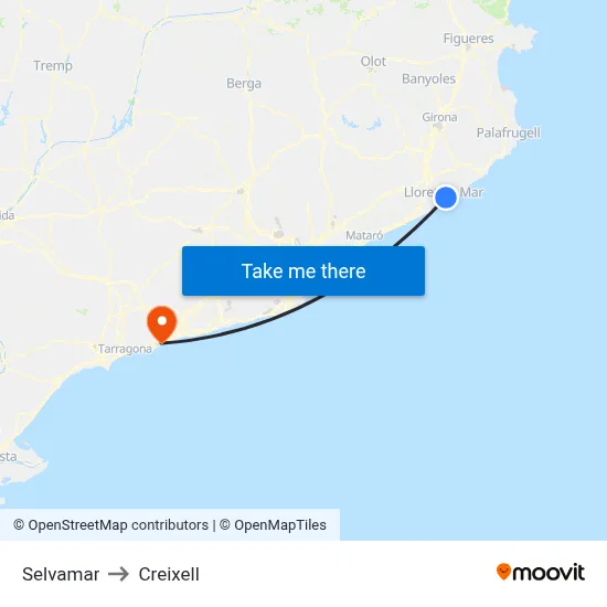 Selvamar to Creixell map