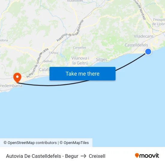 Autovia De Castelldefels - Begur to Creixell map