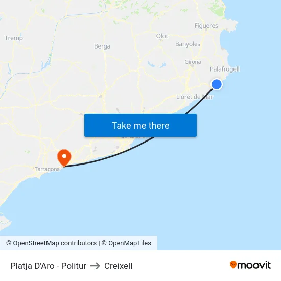 Platja D'Aro - Politur to Creixell map