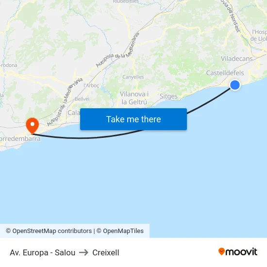 Av. Europa - Salou to Creixell map