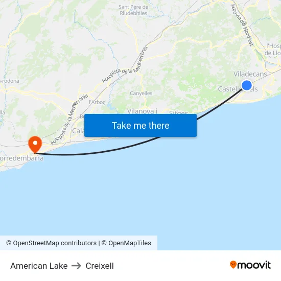 American Lake to Creixell map