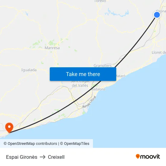 Espai Gironès to Creixell map