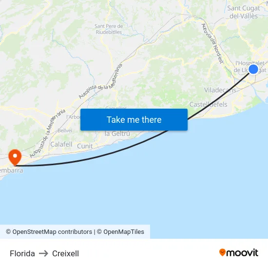 Florida to Creixell map
