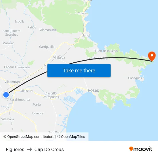 Figueres to Cap De Creus map