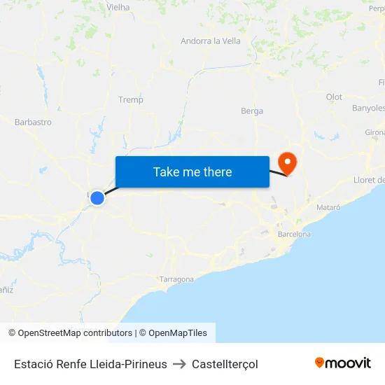 Estació Renfe Lleida-Pirineus to Castellterçol map