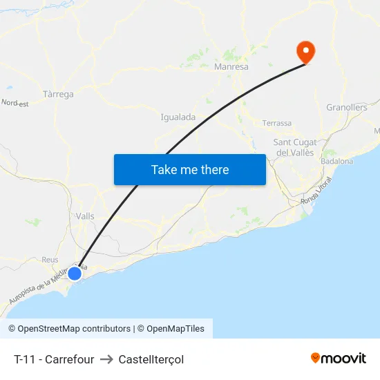 T-11 - Carrefour to Castellterçol map