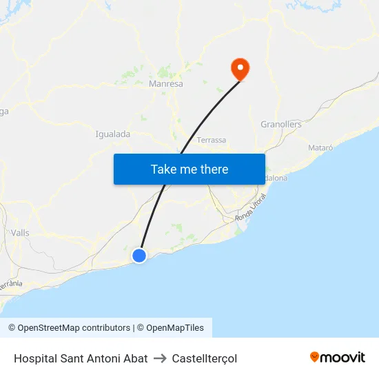 Hospital Sant Antoni Abat to Castellterçol map