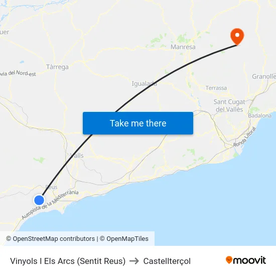 Vinyols I Els Arcs (Sentit Reus) to Castellterçol map