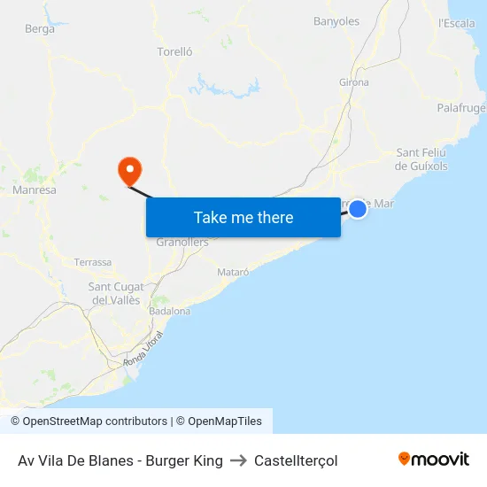Av Vila De Blanes - Burger King to Castellterçol map