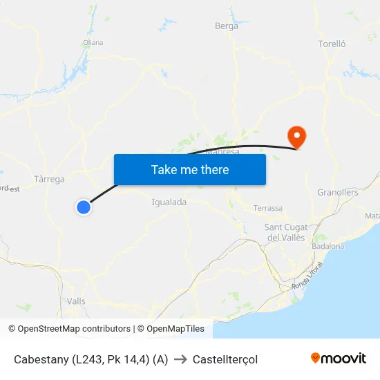 Cabestany (L243, Pk 14,4) (A) to Castellterçol map