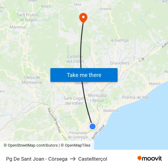 Pg De Sant Joan - Còrsega to Castellterçol map
