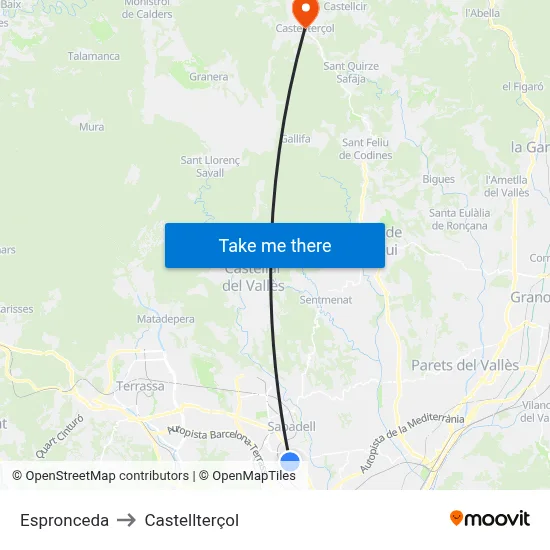 Espronceda to Castellterçol map