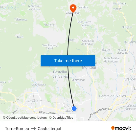 Torre-Romeu to Castellterçol map