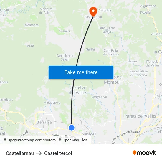 Castellarnau to Castellterçol map