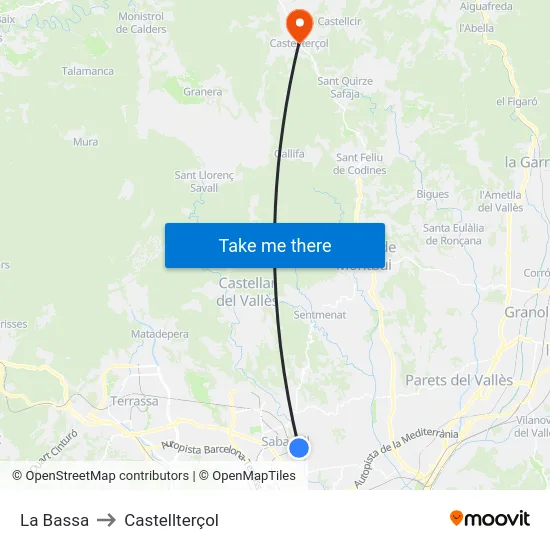 La Bassa to Castellterçol map