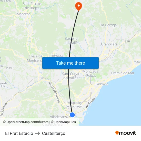 El Prat Estació to Castellterçol map