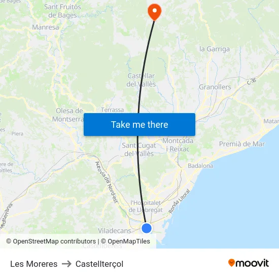 Les Moreres to Castellterçol map