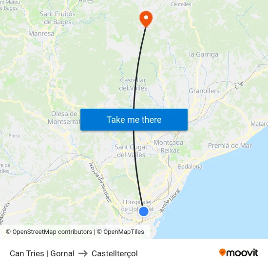 Can Tries | Gornal to Castellterçol map