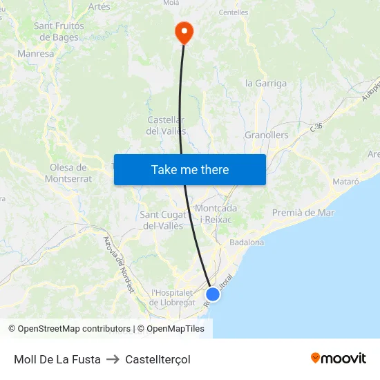 Moll De La Fusta to Castellterçol map