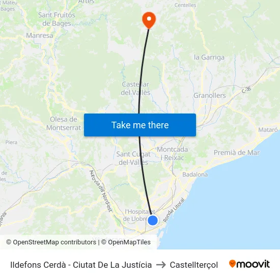Ildefons Cerdà - Ciutat De La Justícia to Castellterçol map