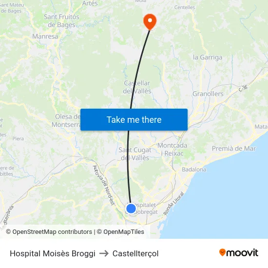 Hospital Moisès Broggi to Castellterçol map