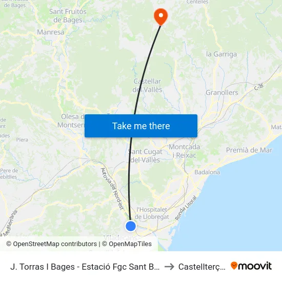 J. Torras I Bages - Estació Fgc Sant Boi to Castellterçol map