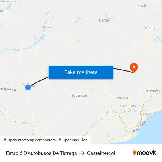 Estació D'Autobusos De Tàrrega to Castellterçol map