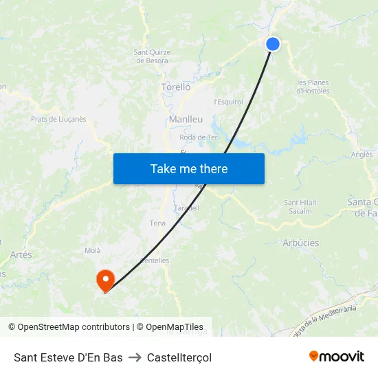 Sant Esteve D'En Bas to Castellterçol map