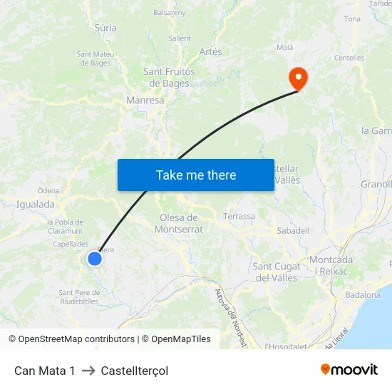 Can Mata 1 to Castellterçol map