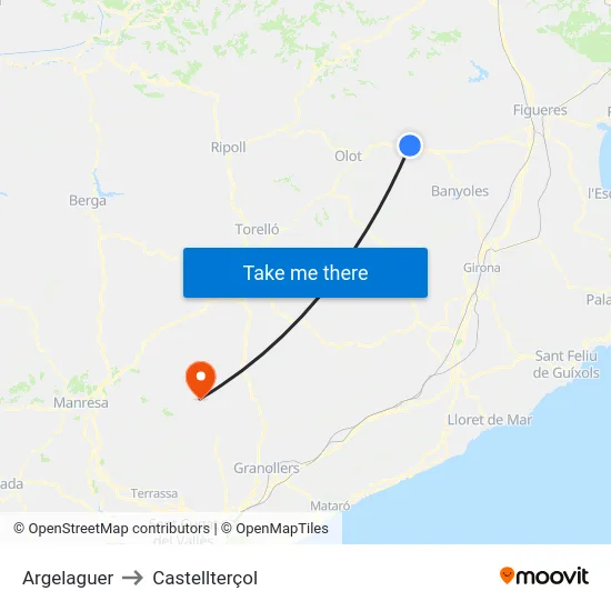Argelaguer to Castellterçol map