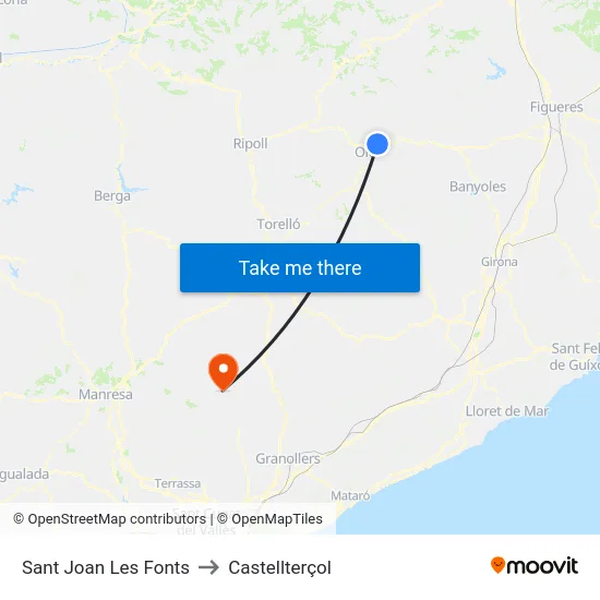 Sant Joan Les Fonts to Castellterçol map