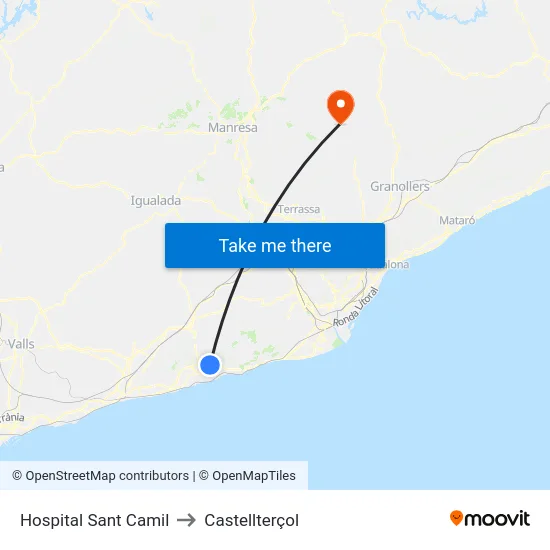 Hospital Sant Camil to Castellterçol map