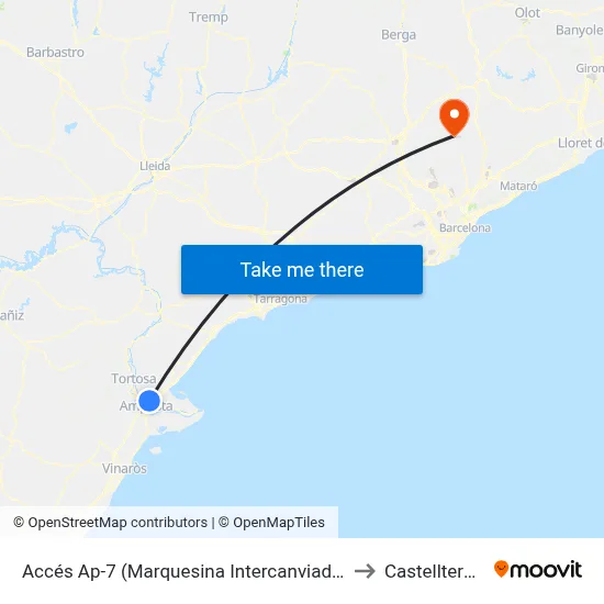 Accés Ap-7 (Marquesina Intercanviador) to Castellterçol map