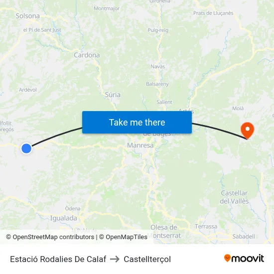 Estació Rodalies De Calaf to Castellterçol map