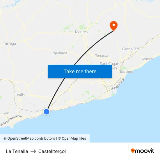 La Tenalla to Castellterçol map