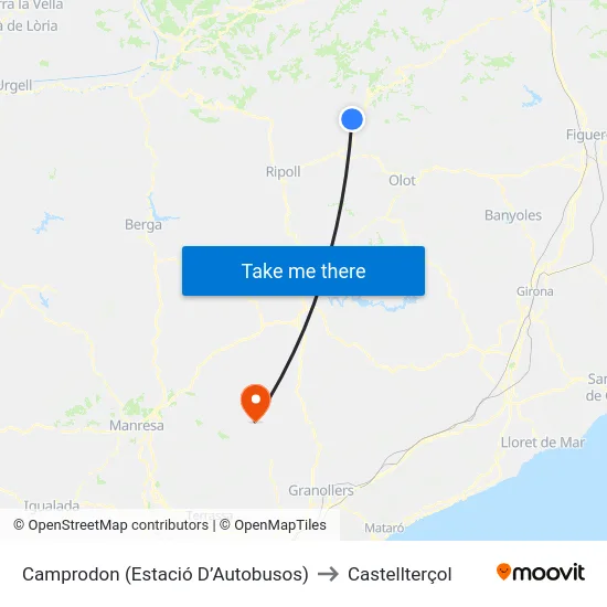 Camprodon  (Estació D’Autobusos) to Castellterçol map