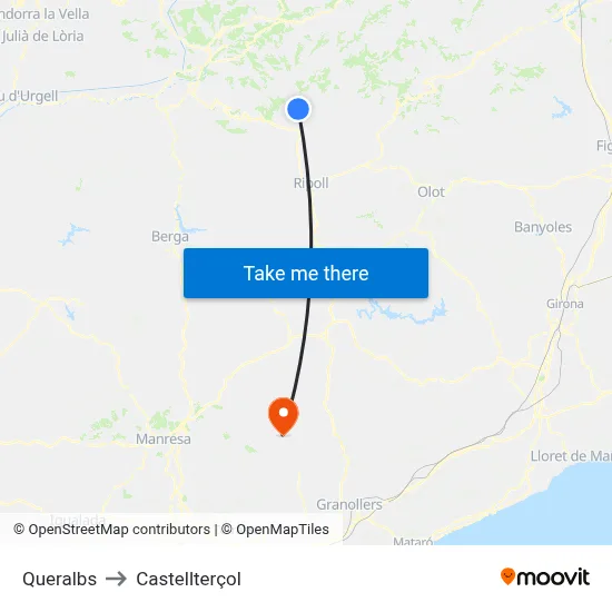 Queralbs to Castellterçol map