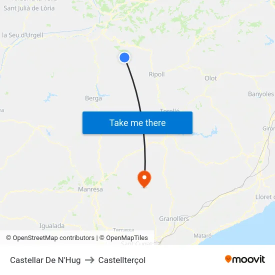 Castellar De N'Hug to Castellterçol map