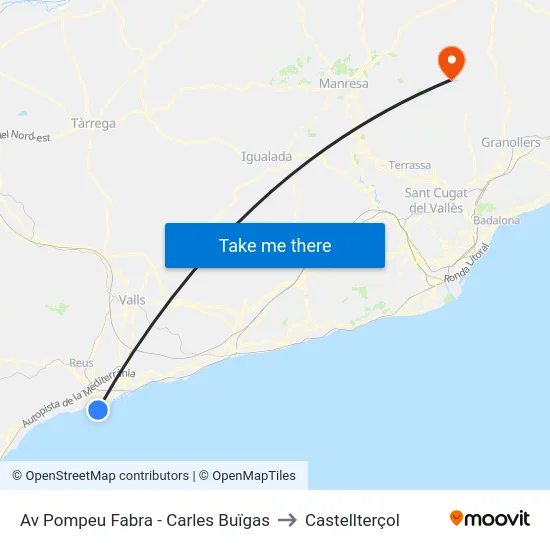 Av Pompeu Fabra - Carles Buïgas to Castellterçol map