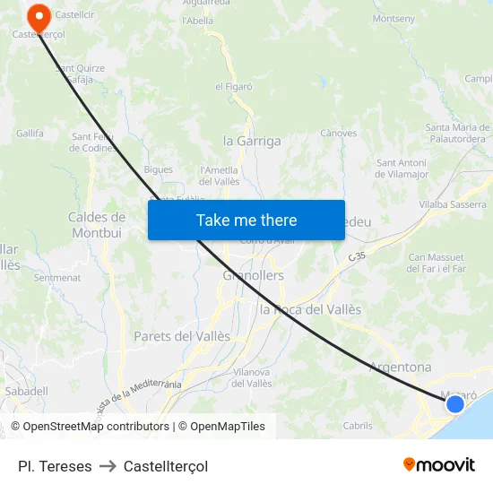 Pl. Tereses to Castellterçol map