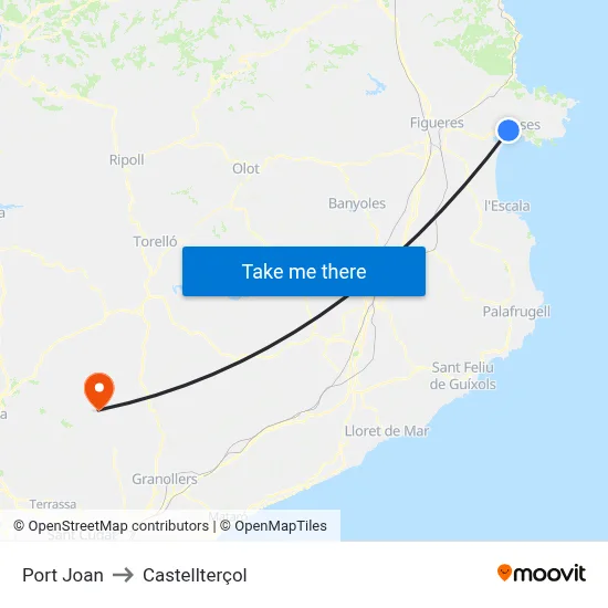 Port Joan to Castellterçol map