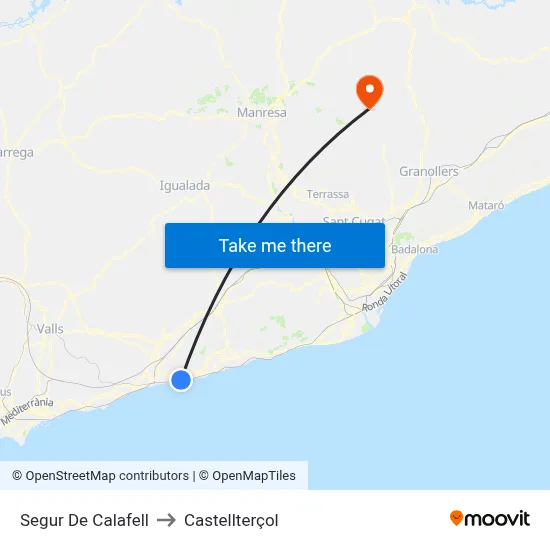 Segur De Calafell to Castellterçol map